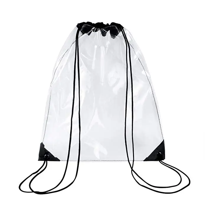 Stock Fashion Promo Clear Drawstring Plastic Make-Up Dust Backpack