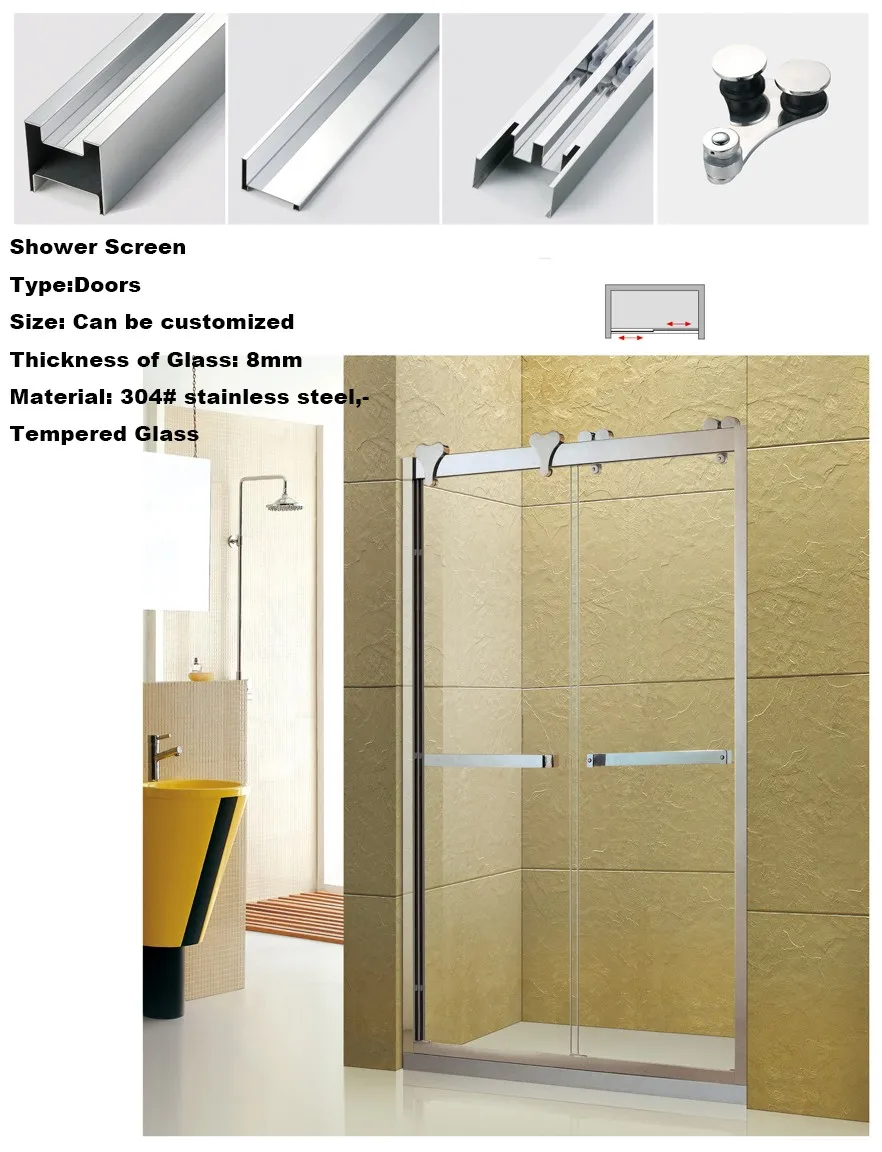 
High Quality Cheap price Stainless steel frame rectangle bath shower cabin 2 sided shower enclosure 