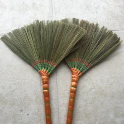 handcraft road clean tool PVC COATED wood handle  burma natural raw grass broom stick ekels