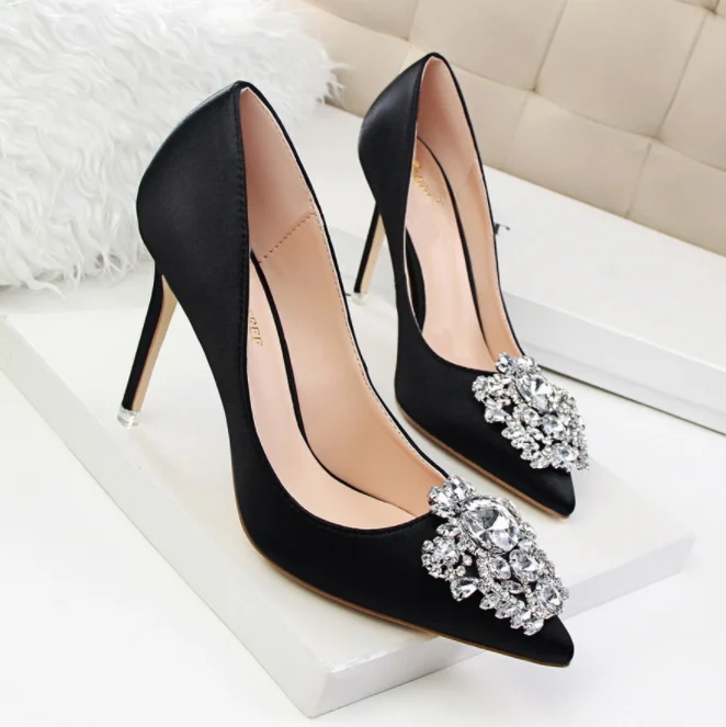 c10418a elegant wedding party women satin high heel dress shoes