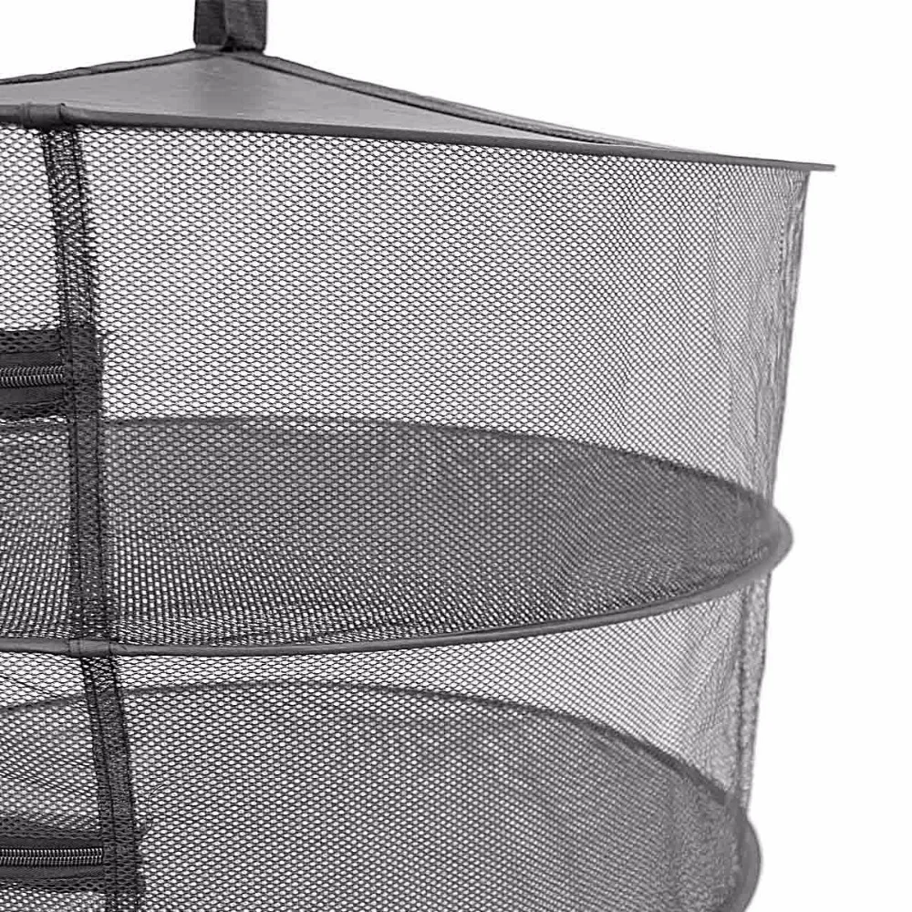 Amazon hot selling Zipper Black Dry Net/Drying Rack/Hanging Round Mesh Herb Dry Net with zipper