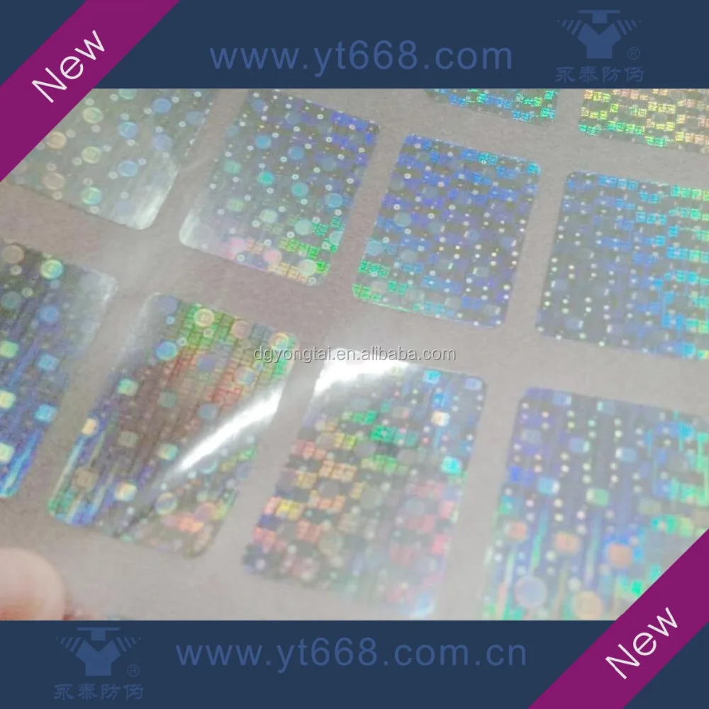 Large size sliver color rainbow 3D hologram label sticker