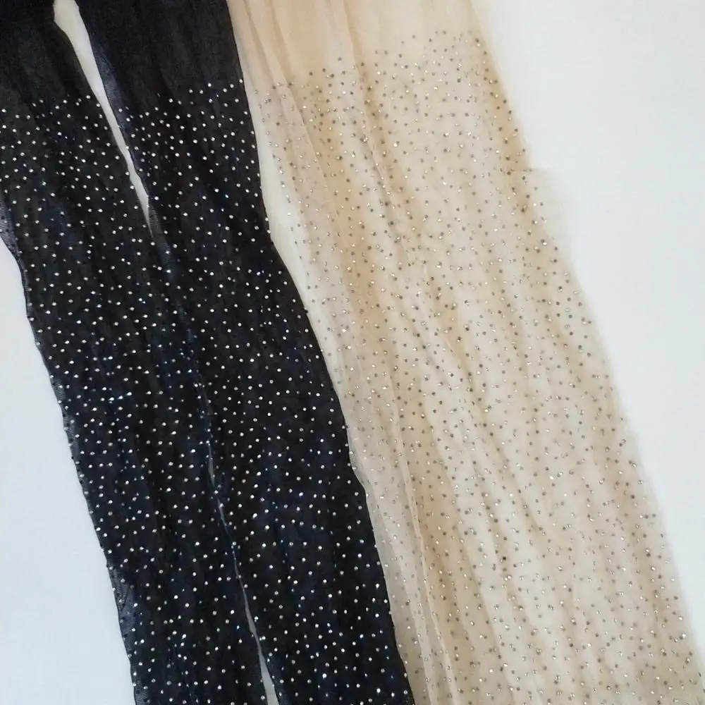 Rongrong nylon sexy shining pantyhose tights Women rhinestone nylon feet tube pantyhose