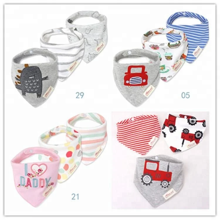 
Fashion design High Quality organic cotton baby bandana bib for Three loaded 