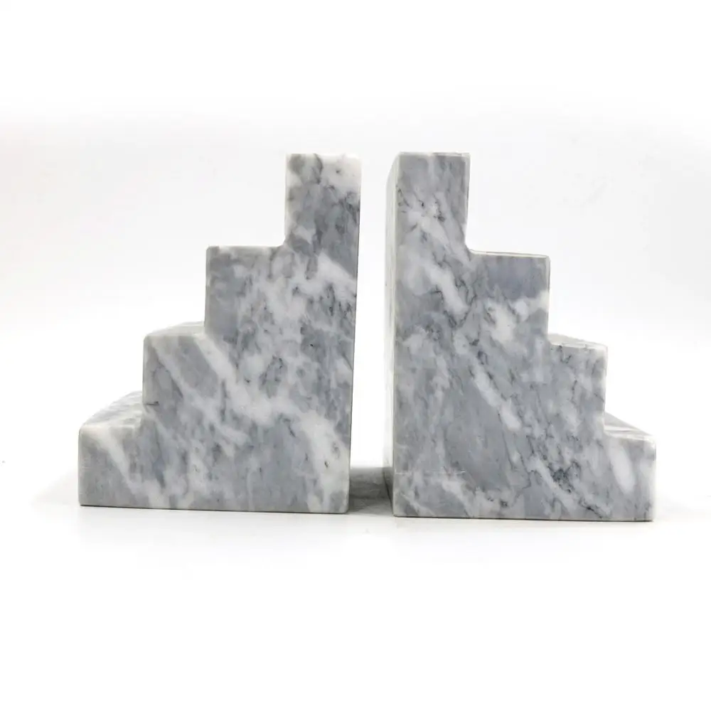factory cheap price marble crafts natural stone bookends study room bookend stand for student