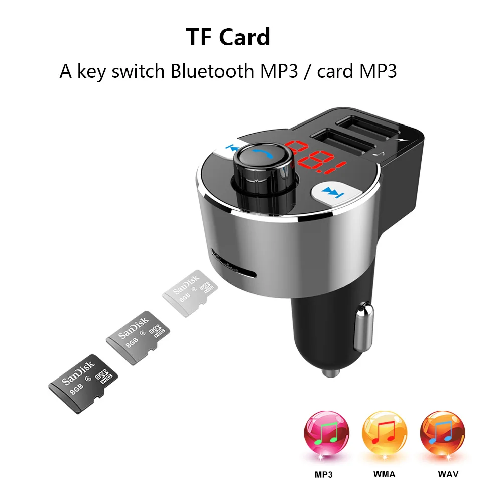 2018 New Wireless Car MP3 Player With USB/TF/LED Display Car Bluetooth FM Transmitter