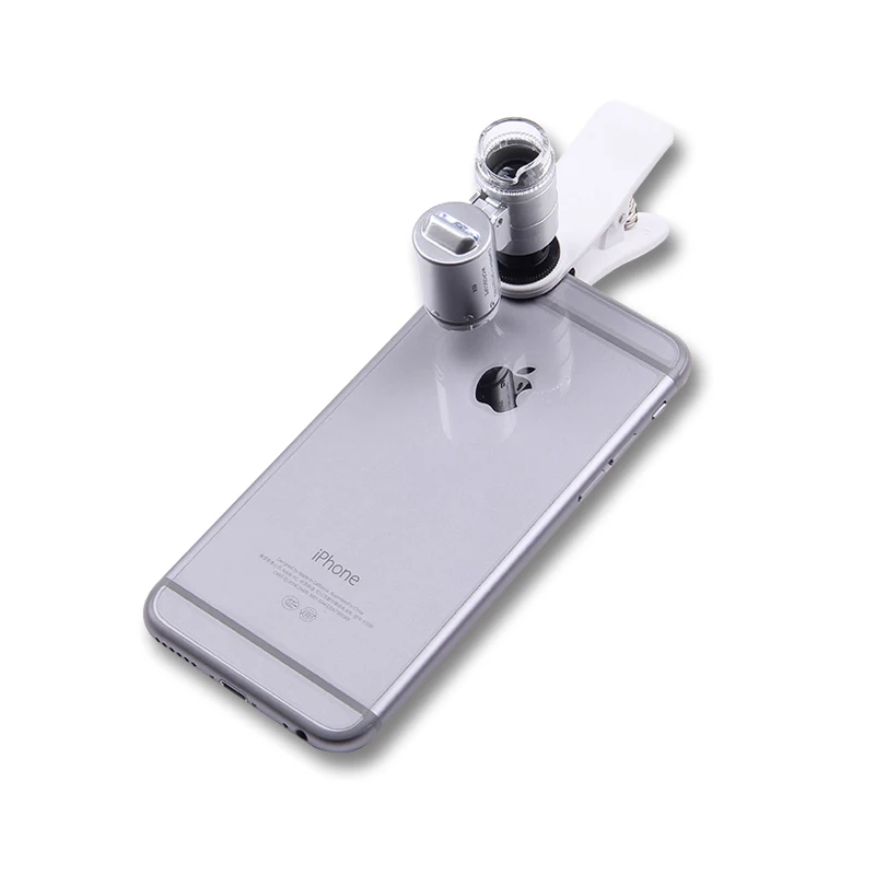 NO.9882-W LED Illuminated Mini 60X Microscope for Smartphone