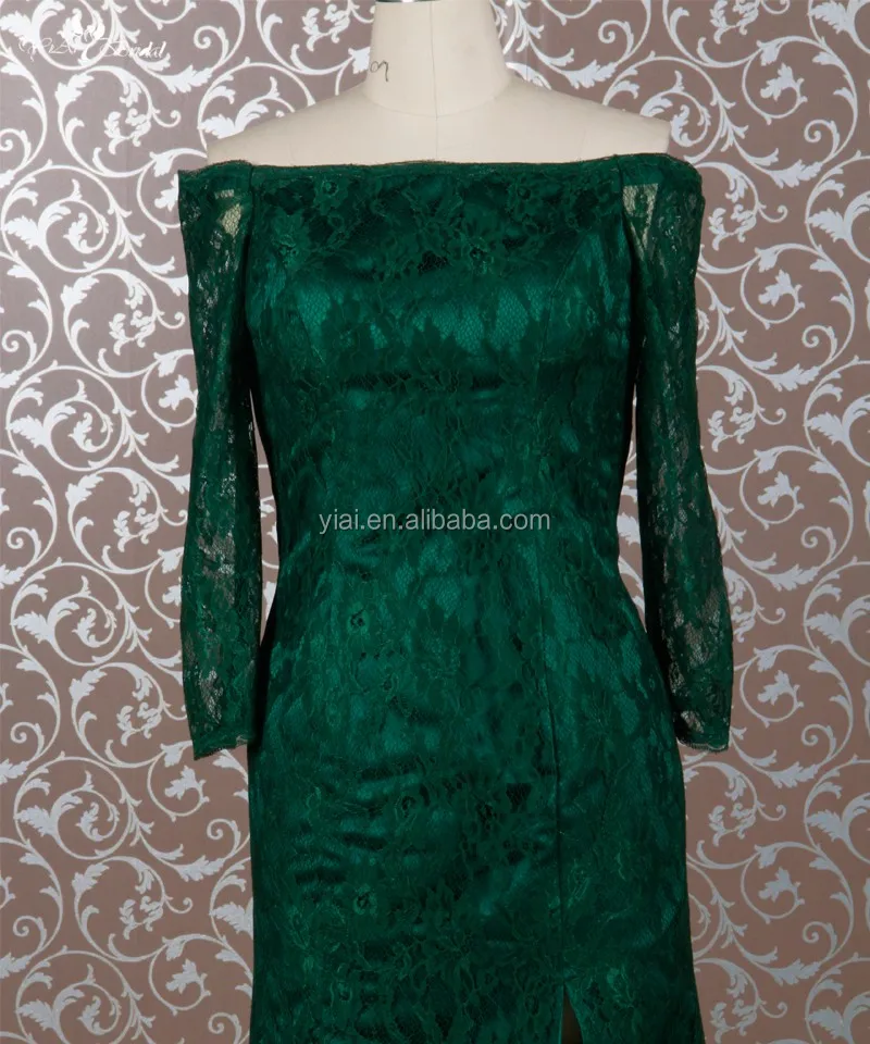 
RSE644 Off The Shoulder Trumpet Mermaid Dark Green Mother Of The Bride Lace Dresses 