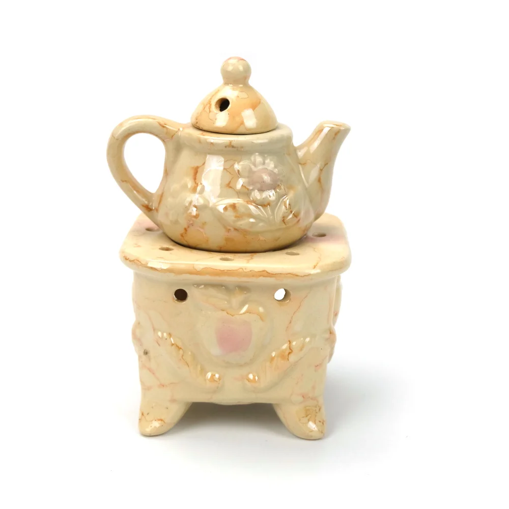 ceramic tea pot shaped incense burner,dismountable oil burner
