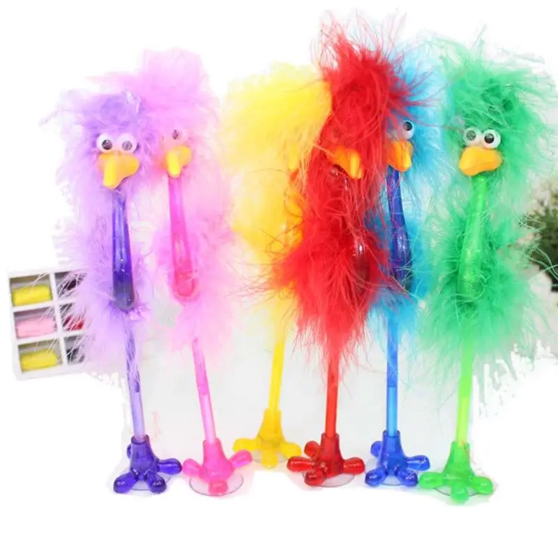 Korean Cartoon Feather Ballpoint Pen Creative Crown Ostrich Plush Pen