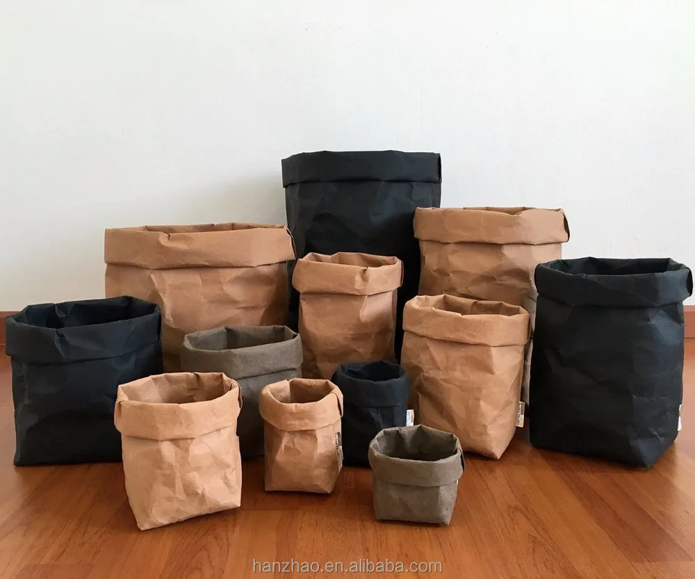 Kraft Paper Bags Storage Basket Washable Paper Bag