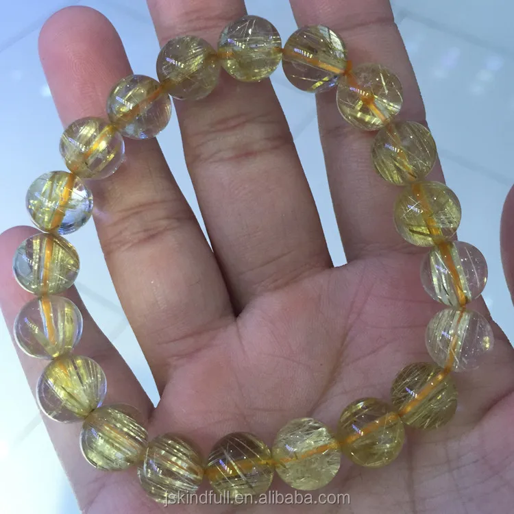 Wholesale Natural High Quality Different Size Crystal  Gold Rutilated Quartz Healing Bracelets For Gifts