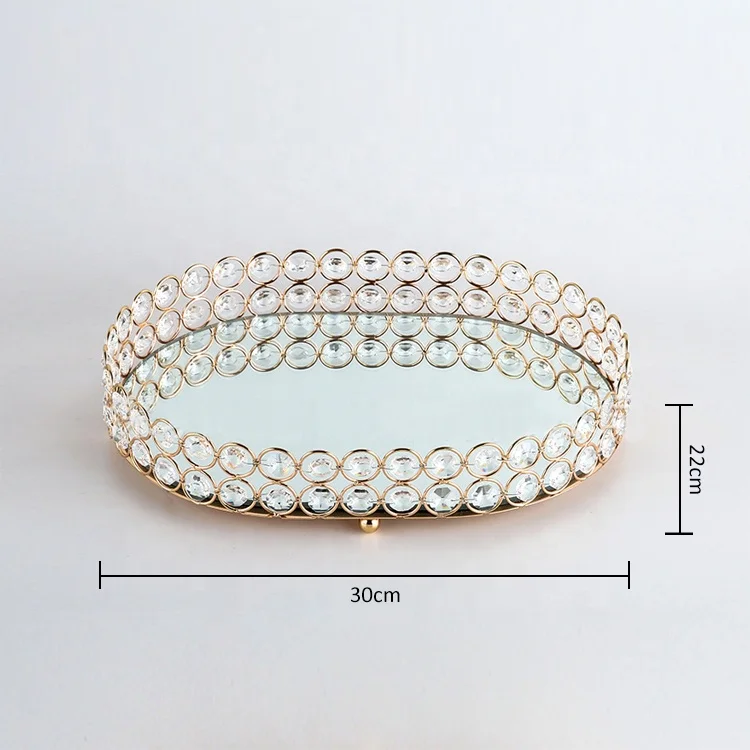 Gold Metal Mirrored Serving Tray for Jewelry Snacks