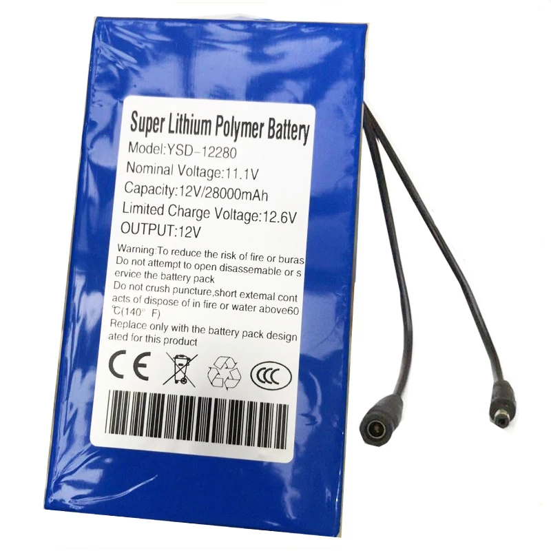 Large capacity 12v 28Ah 30Ah 40Ah Rechargeable li-ion polymer battery pack for CCTV Camera LED strips Wifi booster