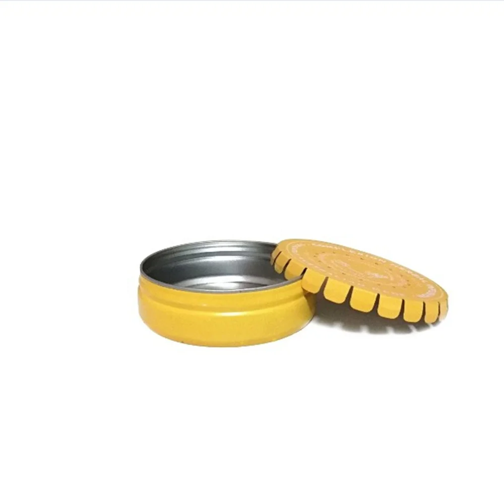 Round Yellow Metal Click Clack Mint Tin Box Containers For Candy Push and Pop Tin Can