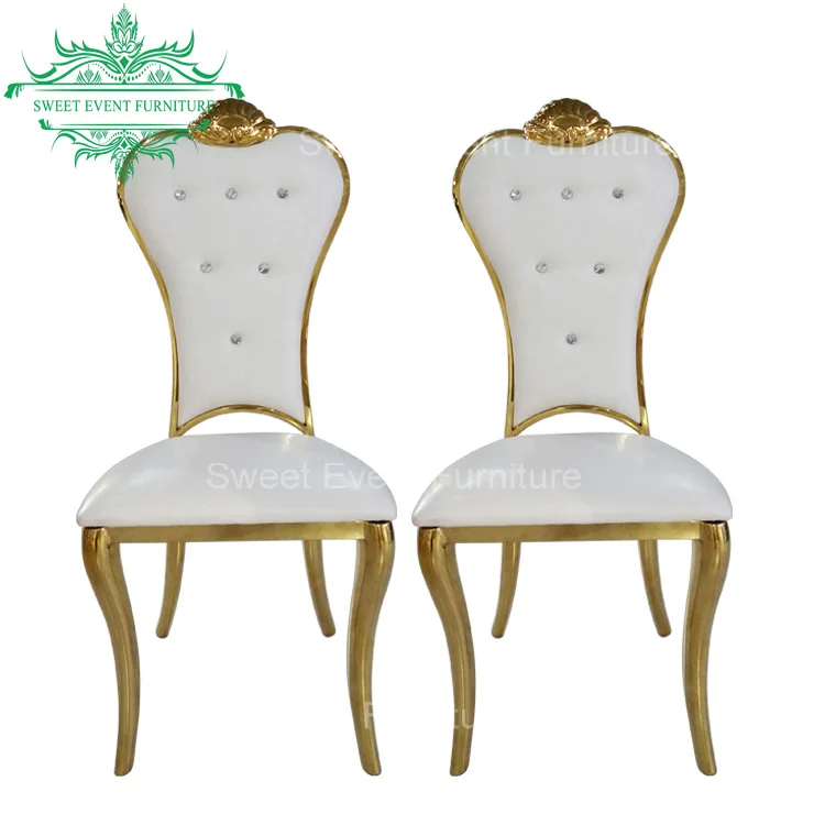 queen crown golden stainless steel rental banquet chairs made in china for sale