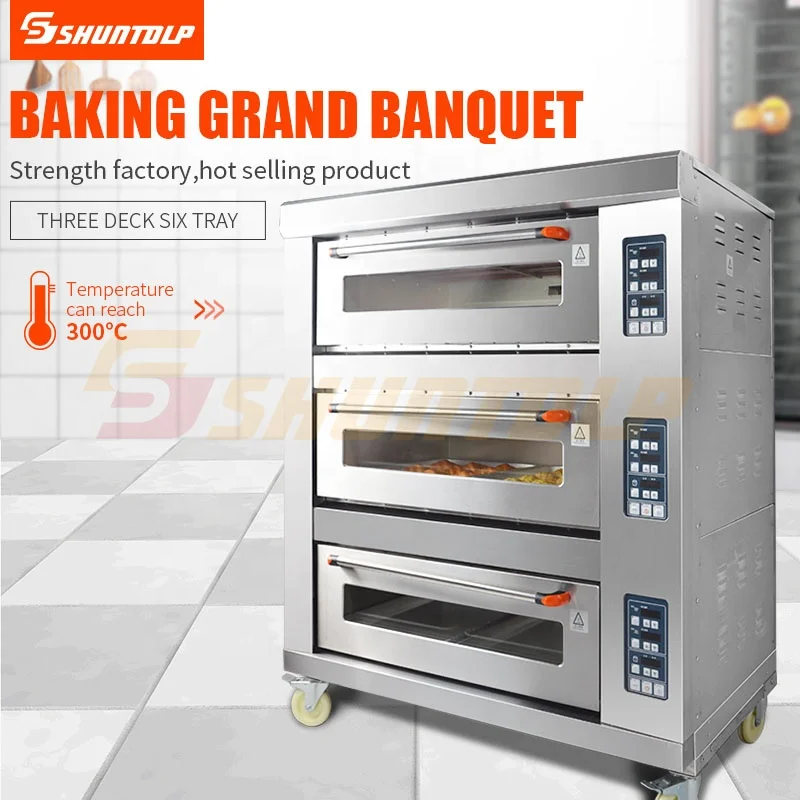 Electric bakery maker 3 deck 6 trays bread oven commercial restaurant kitchen equipment for baking