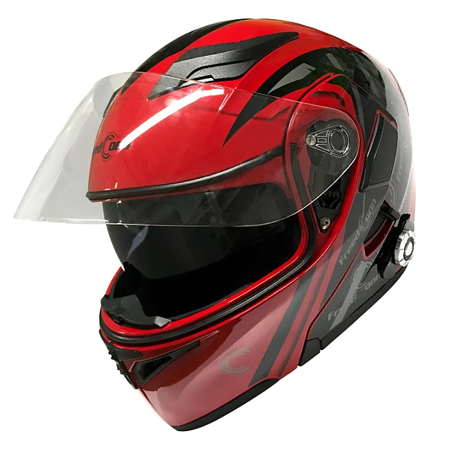 motorbike helmet design dot approved flip up 1500M range BT group-talking helmet with double visor