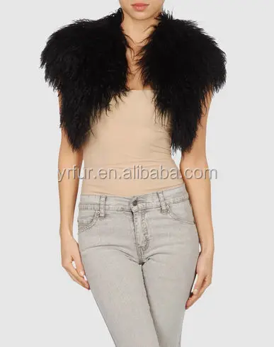 YR477B Elegant Party Short Version Fluffy Feather Outwear Vest Shrug