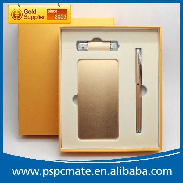 Уникальные идеи для подарков, золотой корпоративный подарочный набор, деловой Подарочный набор с внешним аккумулятором/OTG USB флэш-накопителем/металлической ручкой
