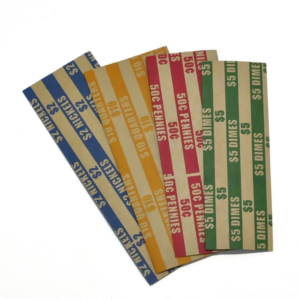 L LIKED High quality assorted 4 sizes flat paper euro coin wrapper for finance