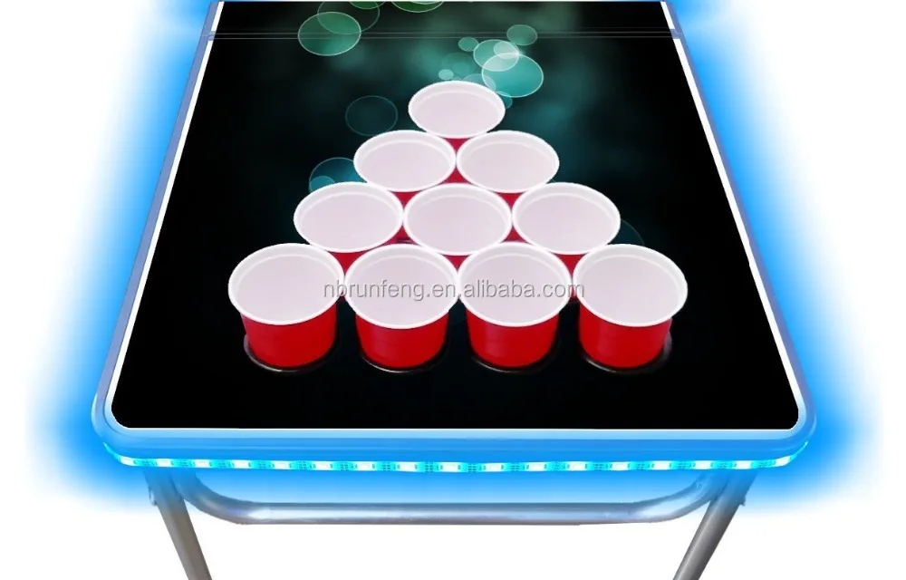 led lights beer pong table with cup holes