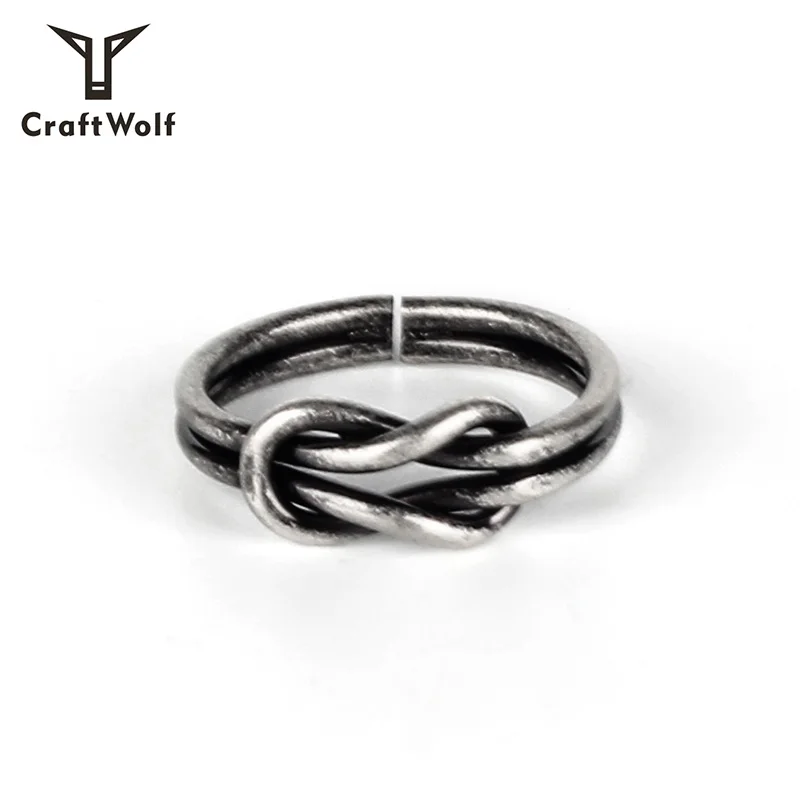 Craft Wolf Fashion Minimalist Jewelry hand made men women custom Vintage silver gold twisted stainless steel finger ring