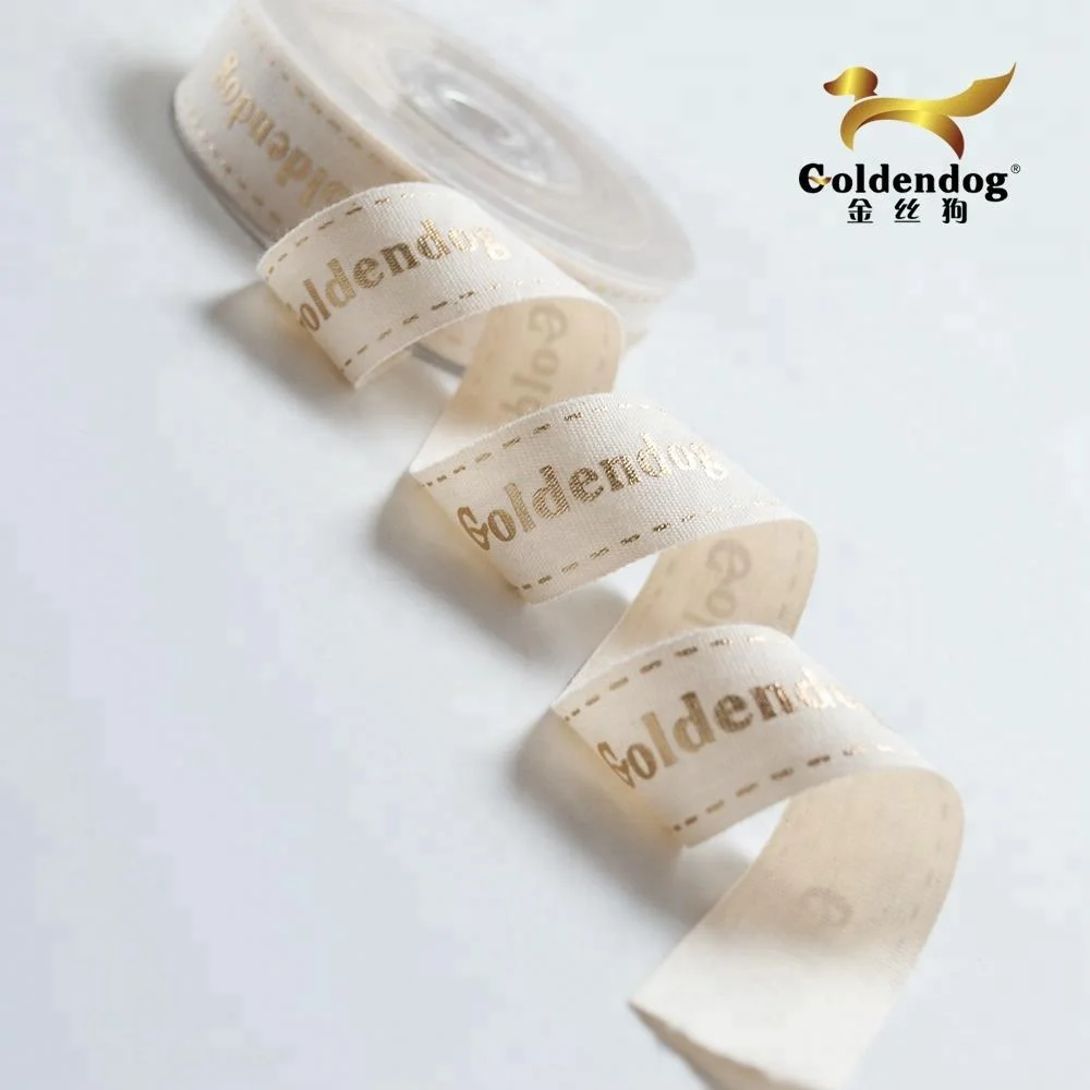 eco-friendy natural white fabric cotton ribbon printing