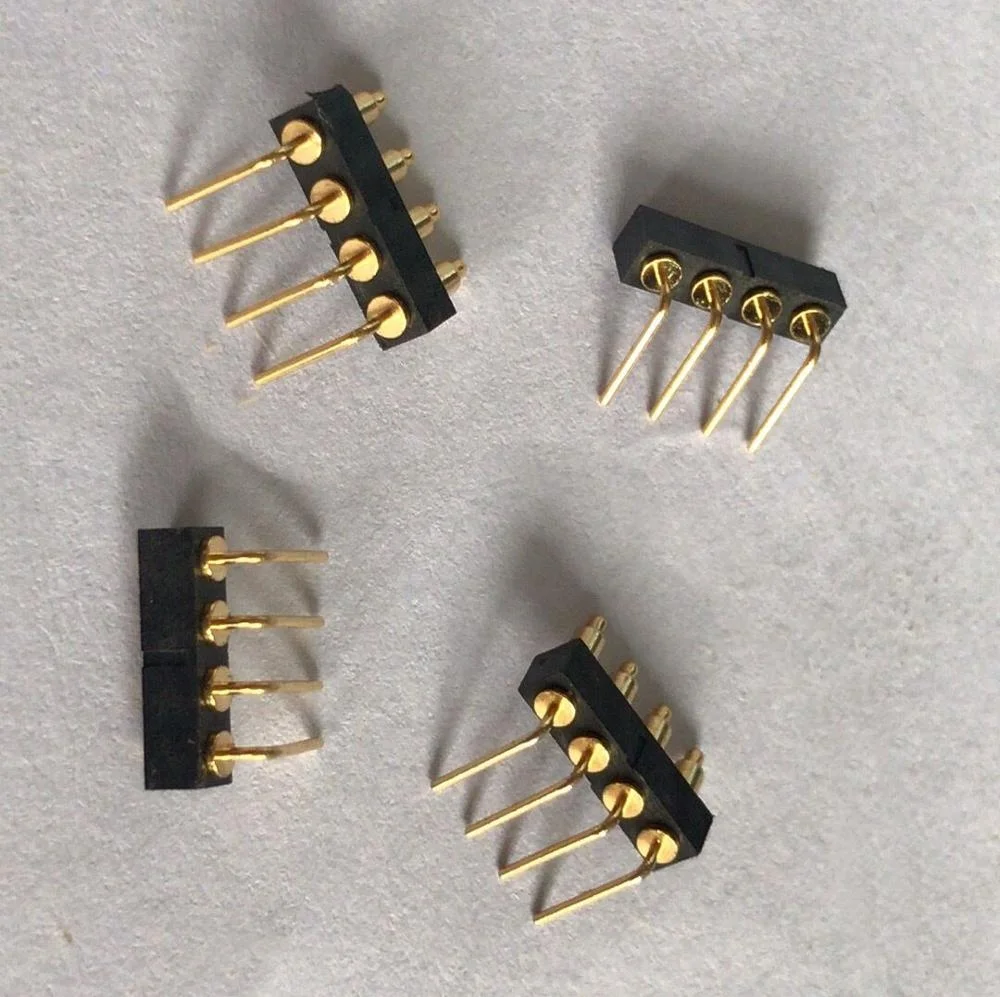 Right angle 1X4pin 2.54mm spring loaded pogo pin connector series