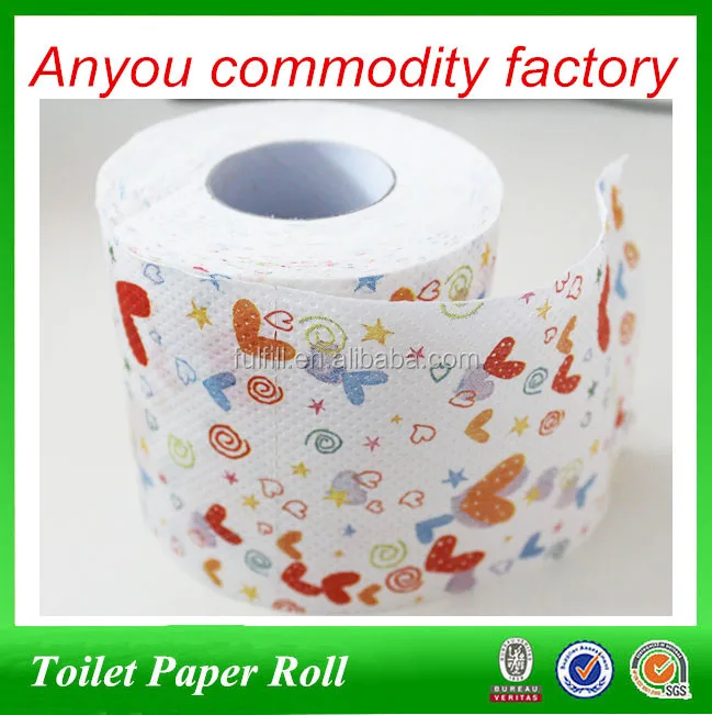 Wholesale Cartoon small heart printed virgin wood pulp custom printed toilet paper roll