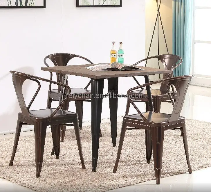 Strong High Quality Metal Iron Restaurant Chair Sets bar Coffee Shop Table and