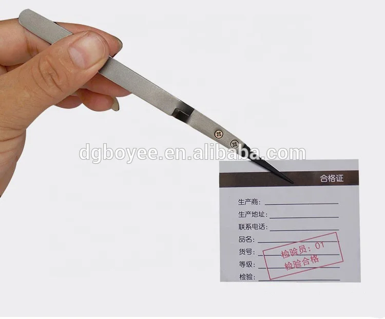 ESD reverse action tweezers straight and curved replaceable top anti-static tweezers