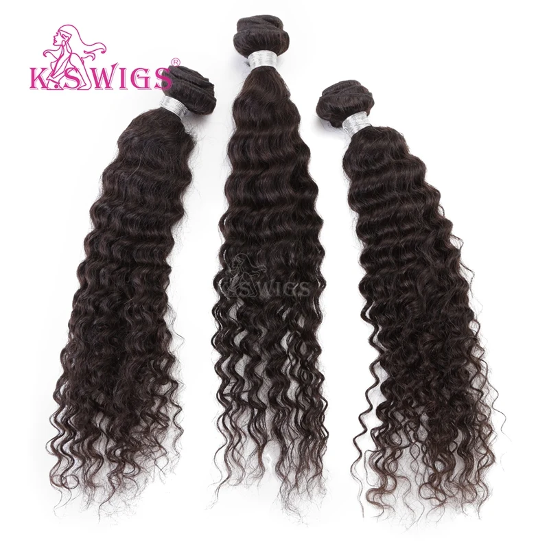 
K.S WIGS Deep Wave Bundle Hair 18 Inch Black Deep Wave Ponytail Hair 100g Soprano Remy Deep Wave Hair Extensions 