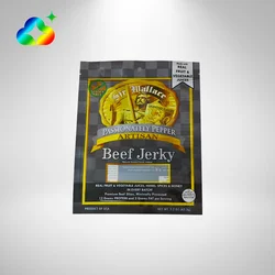 Customized Logo Food Packaging Pouch Small Clear Window Zipper Plastic Ziplock Bags For Pork Beef Jerky