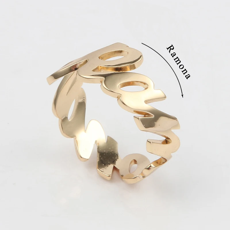 Custom Name Ring Personalized Gold Wedding Ring Engraved Your Name Jewelry Initials Open Ring