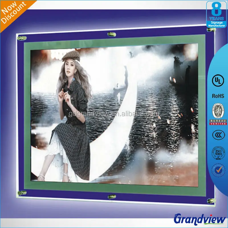 wall mounted small photography crystal acrylic super slim advertising led light box display illuminated advertising boards sign