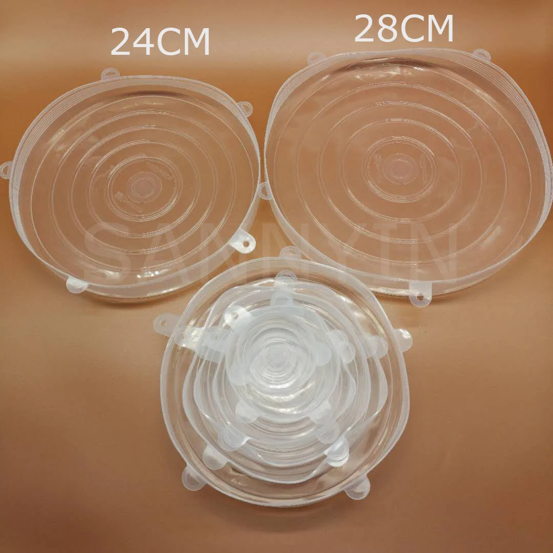 6/7/8 Pack New Designed Low MoQ Low Price Various Sizes Reusable and Durable No Spill No Slip  Cap Food Silicone Stretch Lids