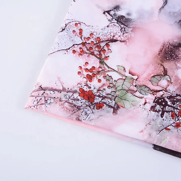 
China wholesale chinese style super soft digital printed 95 polyester 5 spandex fabric for dress 