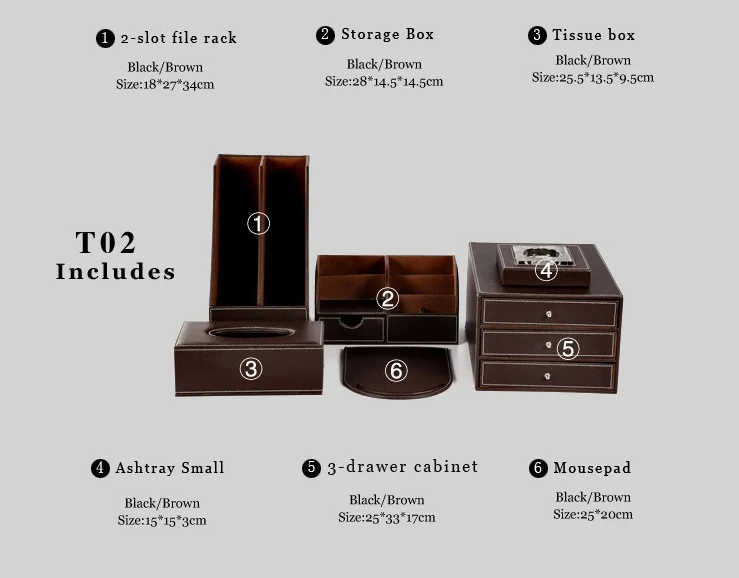 Office Stationery Leather Office Desktop Organizer Elegant Desk Sets