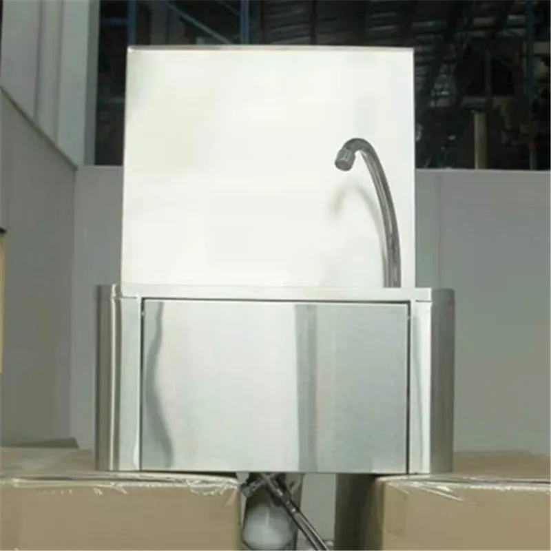 Commercial stainless steel knee foot push operated basin hand washing sink for restaurant