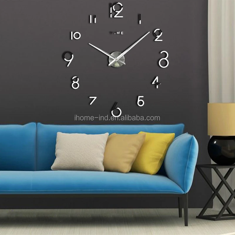 
large decorative wall clocks 3D diy wall clock big size mirror digital wall clock 