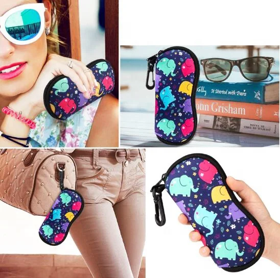 Неопреновый мягкий чехол для солнцезащитных очков на молнии с металлическим брелоком и принтом логотипа на заказ