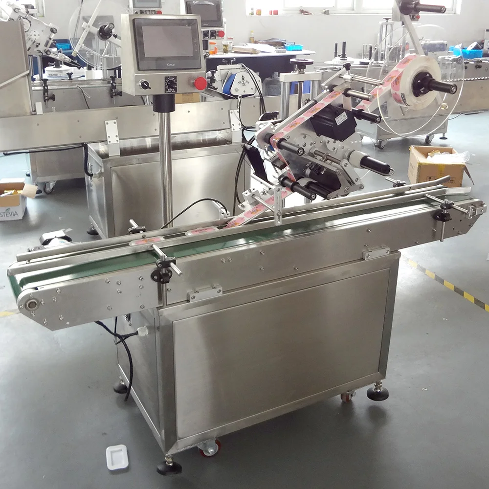 YM210 Automatic carton bottle jar top side flat labeling machine for plastic egg box sticker labeler applicator