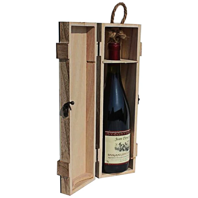 custom antique paulownia single wood wine bottle box wine storage box