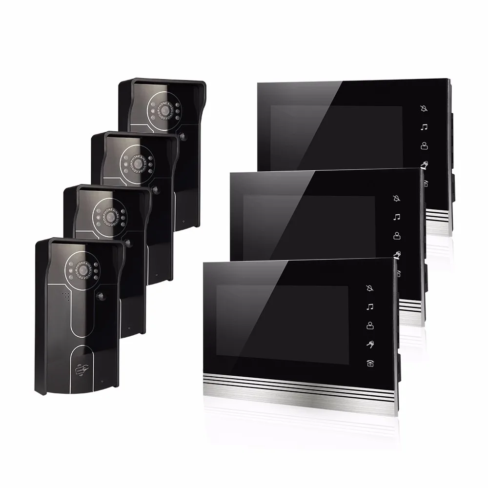 
Wired Video Doorbell 7 Inch TFT-LCD Color Screen Monitor system and Rainoroof Infrared Nifht Vision Camera For Villa 