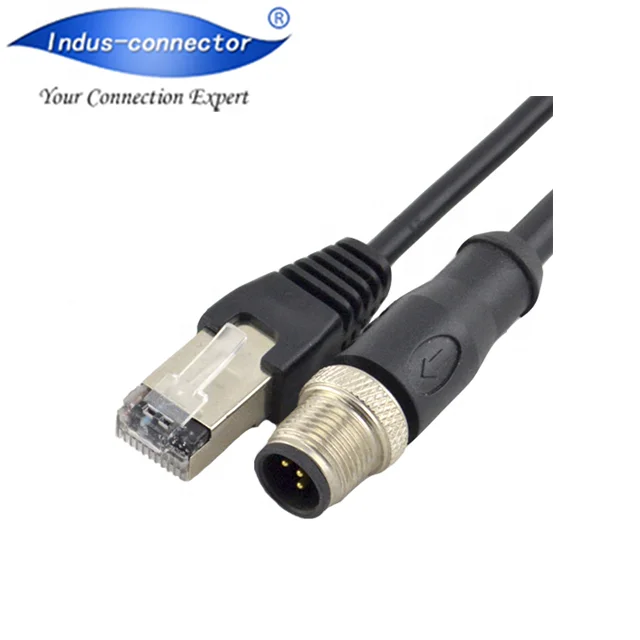 UTP Cat5e патч-корд кабель ethernet сетевой D кодирования 4 pin M12 для RJ45 Разъем Панель установленны