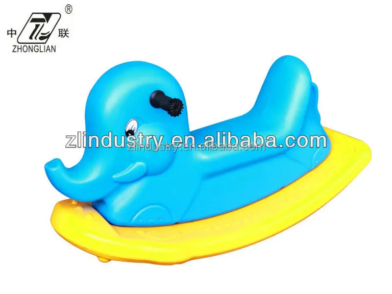 Tri-color children plastic rocking horse