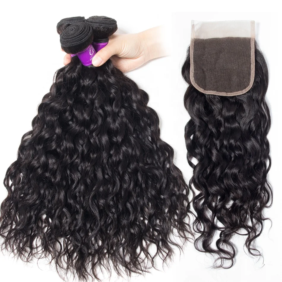 CELIE Factory Price Crochet Braids with Human Hair Wet and Wavy Mink Brazilian Virgin Hair Bundles with Lace Closure