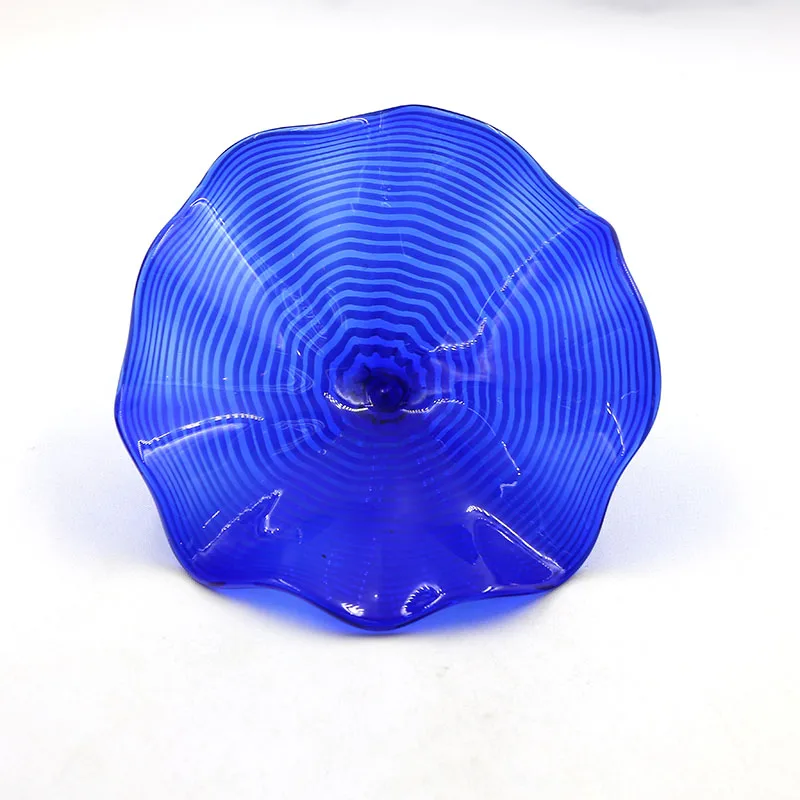 
Modern hotel decoration hand blown glass plates lotus flower sculpture 