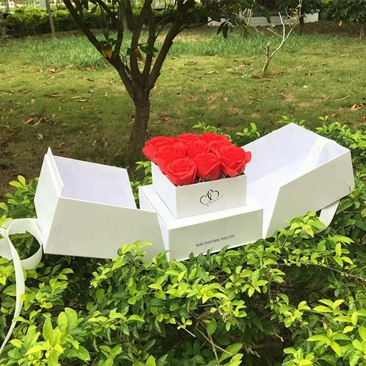 Custom printing design cardboard gift flower box packaging for rose flowers